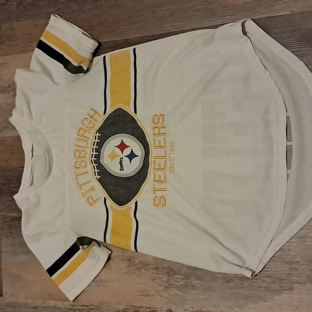 Youth Pittsburgh Steelers White and Yellow  T-Shirt
